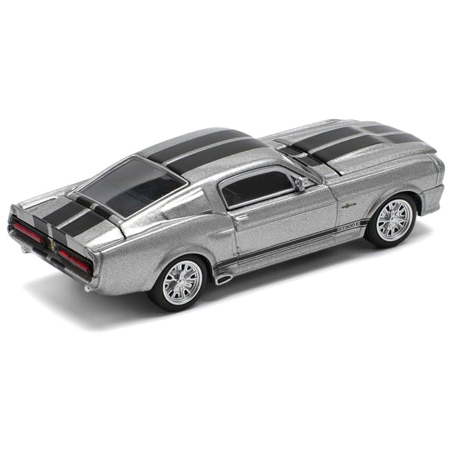 Shelby Mustang GT500 Gray Metallic with Black Stripes 1/64 Diecast Model Car by Pop Race-Pop Race-ModelCars.com