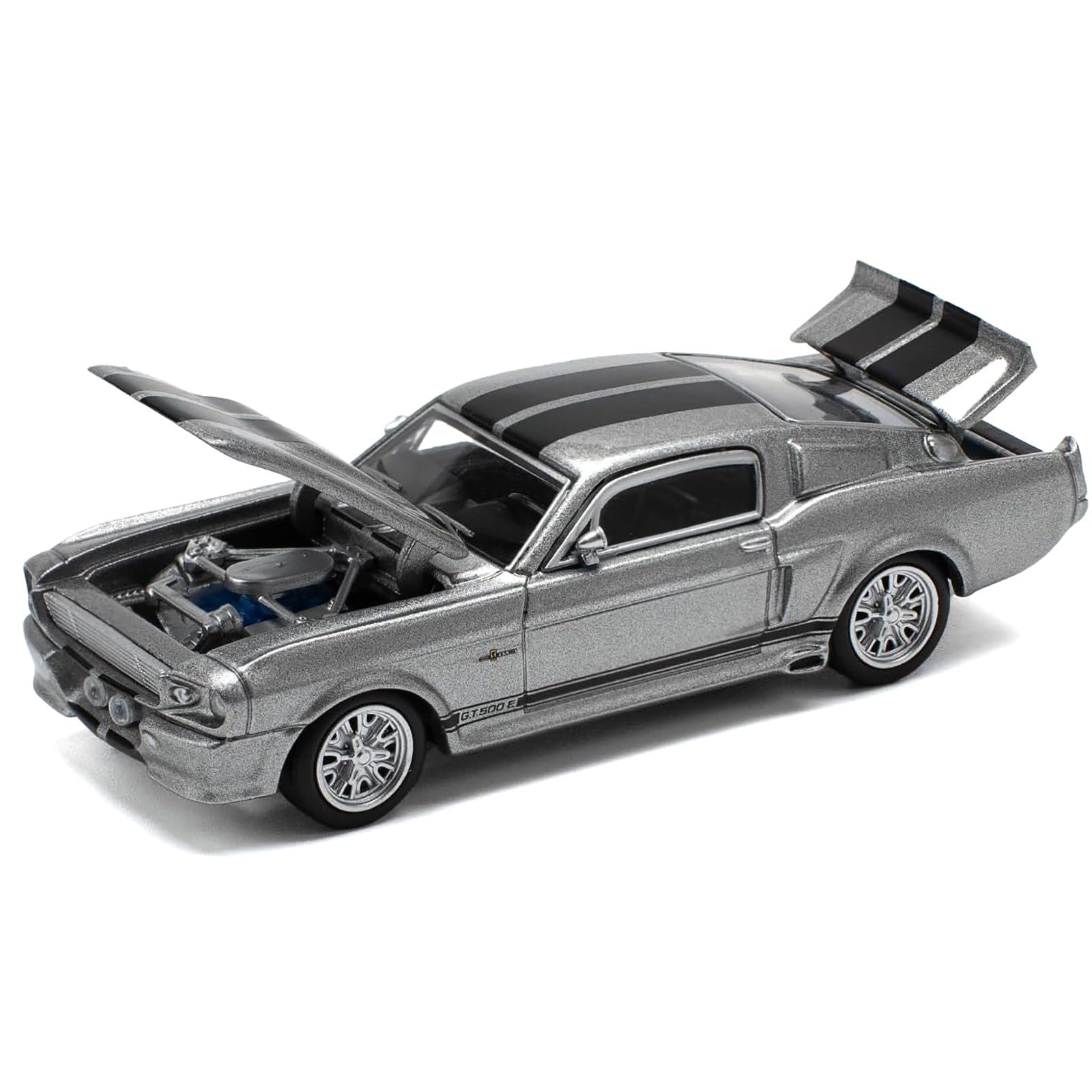 Shelby Mustang GT500 Gray Metallic with Black Stripes 1/64 Diecast Model Car by Pop Race - Pop Race - ModelCars.com