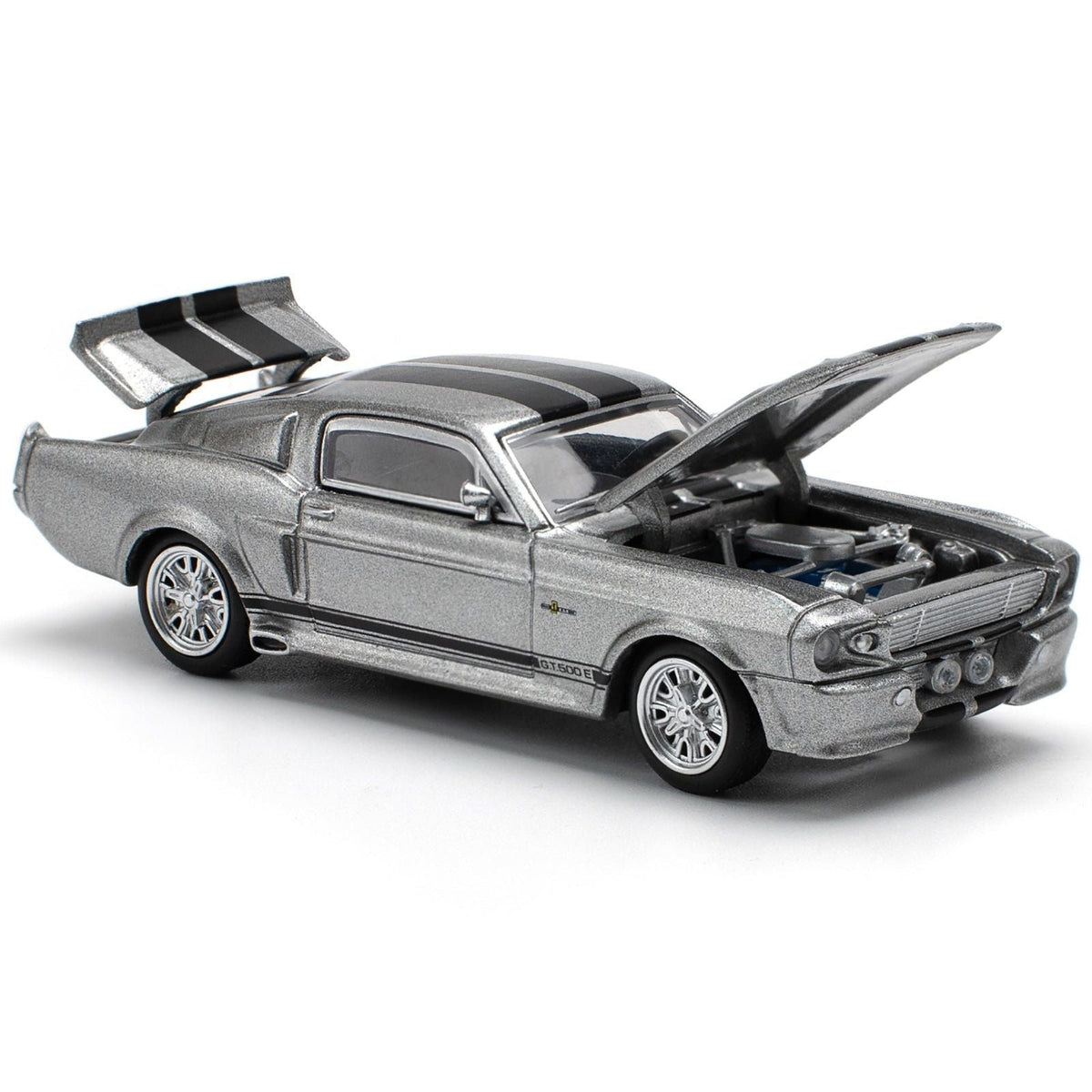 Shelby Mustang GT500 Gray Metallic with Black Stripes 1/64 Diecast Model Car by Pop Race-Pop Race-ModelCars.com