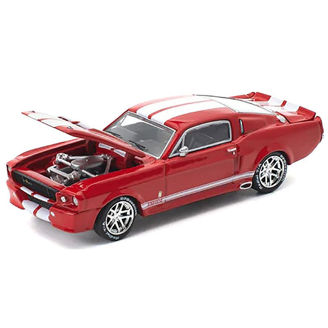 Shelby Mustang GT500 Red Metallic with White Stripes 1/64 Diecast Model Car by Pop Race-Pop Race-ModelCars.com