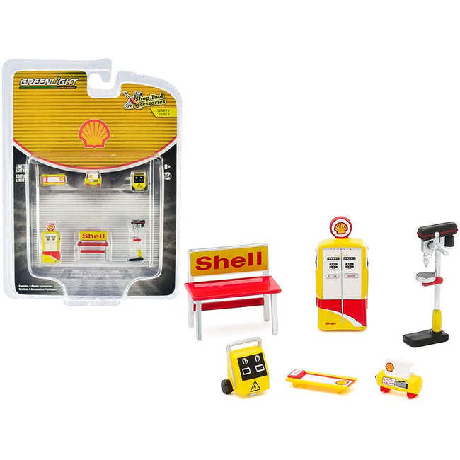 "Shell Oil" 6 piece Shop Tools Set "Shop Tool Accessories" Series 3 1/64 by Greenlight-Greenlight-ModelCars.com