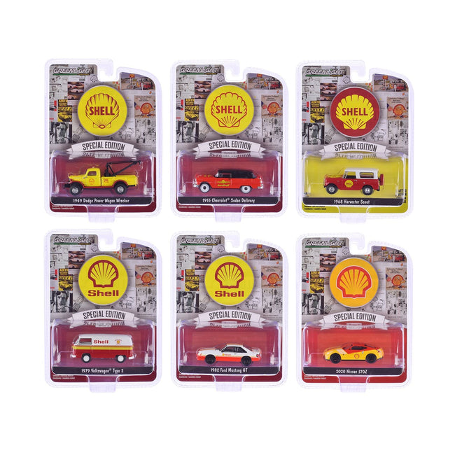 "Shell Oil Special Edition" Series 2 Set of 6 pieces 1/64 Diecast Model Cars by Greenlight-Greenlight-ModelCars.com