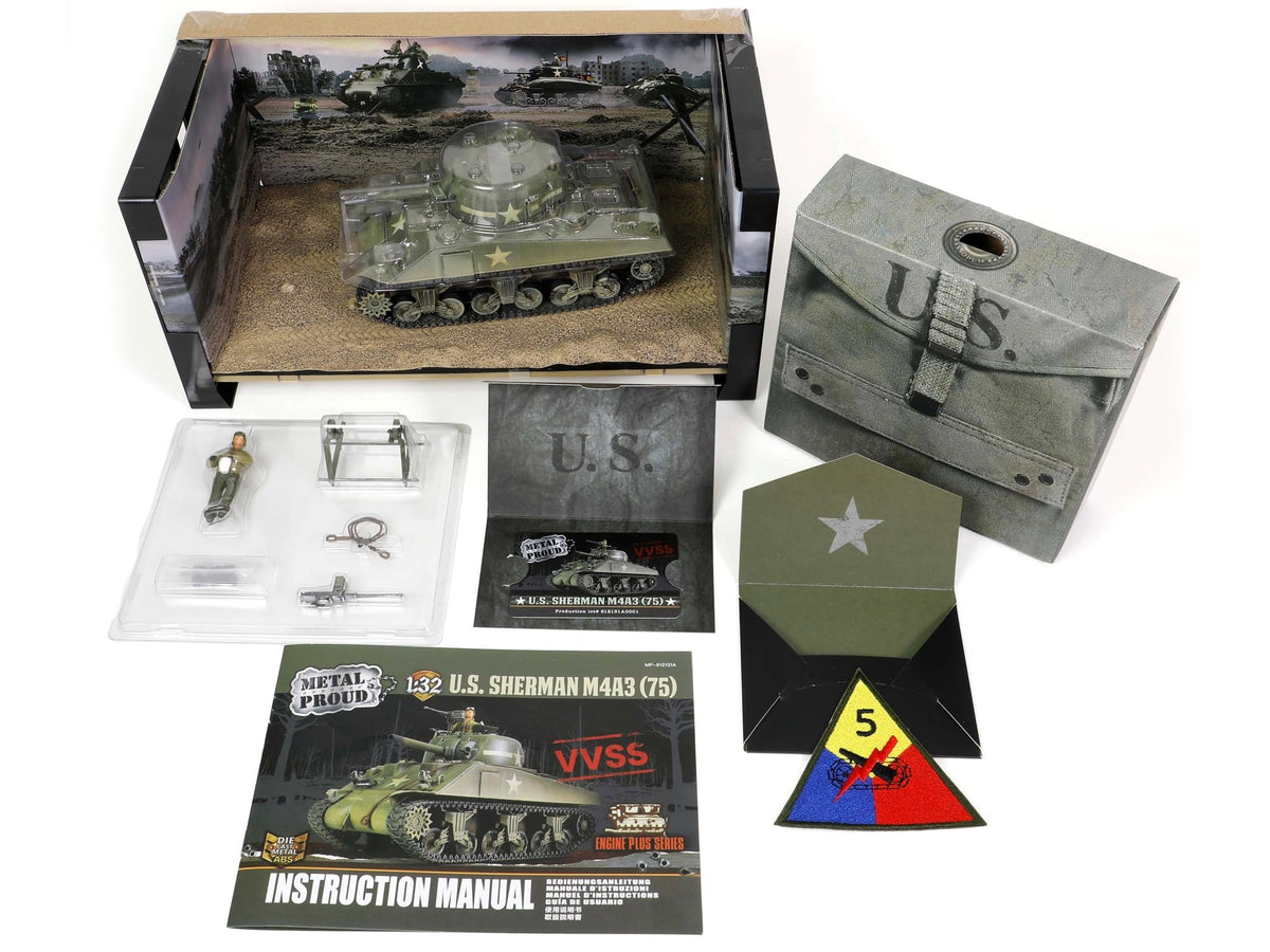 Sherman M4A3 (75) Medium Tank U.S. "Training vehicle C Company 10th Tank Battalion 5th Armored Division New York" (1943) "Engine Plus" Series 1/32 Diecast Model by Metal Proud-Metal Proud-ModelCars.com