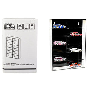 Showcase 12 Car Display Case Wall Mount with Black Back Panel "Mijo Exclusives" for 1/64 Scale Models
