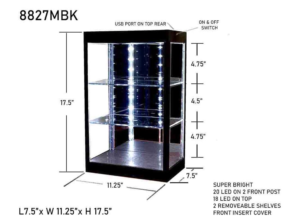 Showcase 3 Tier Display Case with Mirror Back Panel and LED Lights for 1/64-1/18 Scale Models-Other-ModelCars.com