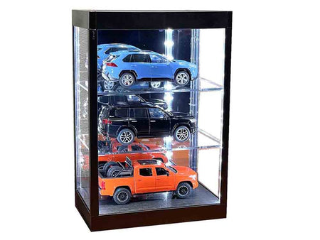 Showcase 3 Tier Display Case with Mirror Back Panel and LED Lights for 1/64-1/18 Scale Models-Other-ModelCars.com