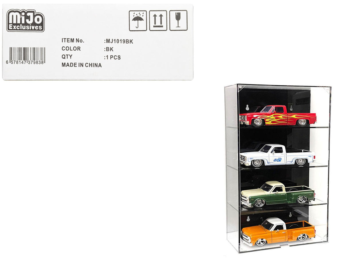 Showcase 4 Car Display Case Wall Mount with Black Back Panel "Mijo Exclusives" for 1/24-1/25 Scale Models-Other-ModelCars.com