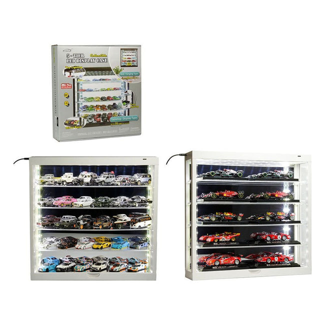 Showcase Wall Mount 5 Tier Display Case White with Mirror Back Panel "Mijo Exclusives" for 1/64-1/43 Scale Models-Other-ModelCars.com