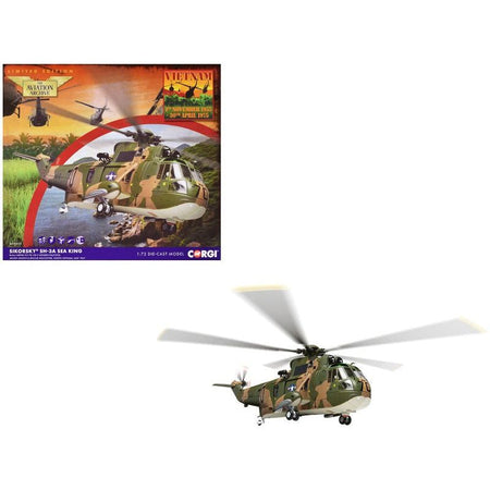 Sikorsky SH - 3A Sea King Helicopter "HS - 2 Golden Falcons Armed Search & Rescue North Vietnam" (1967) United States Navy "The Aviation Archive" Series 1/72 Diecast Model by Corgi - Corgi - ModelCars.com