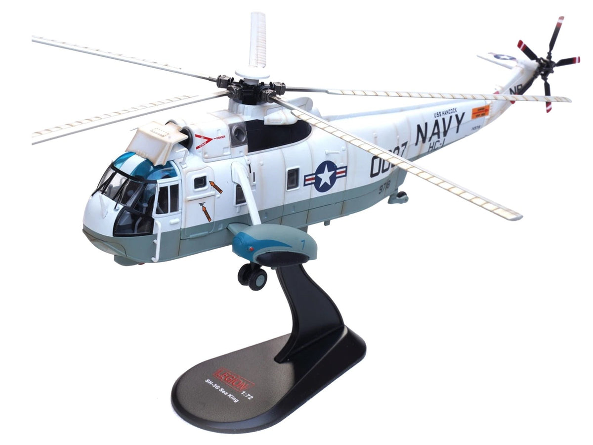 Sikorsky SH-3G Sea King Helicopter "149718-NF 0037 Helicopter Combat Support Squadron 1 (HC-1) Fleet Angels USS Hancock (CVA-19)" (1970s) United States Navy 1/72 Diecast Model by Legion-Legion-ModelCars.com
