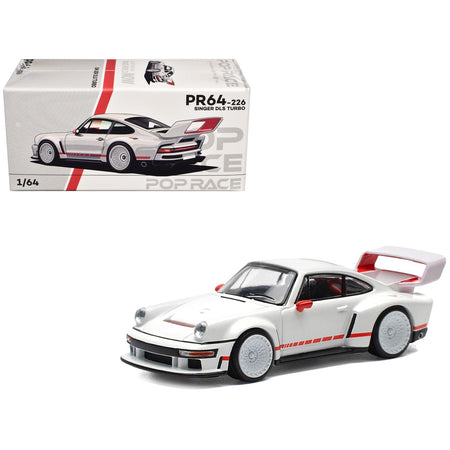 Singer DLS Turbo White with Red Stripes 1/64 Diecast Model Car by Pop Race-Pop Race-ModelCars.com