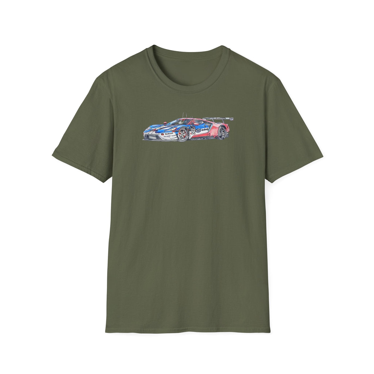 Sketch art T-Shirt - 24H of Le Mans (2019) Ford GT #68 Sebastien Bourdais - Joey Hand - Dirk Muller - Unisex-Modelcars.com-ModelCars.com