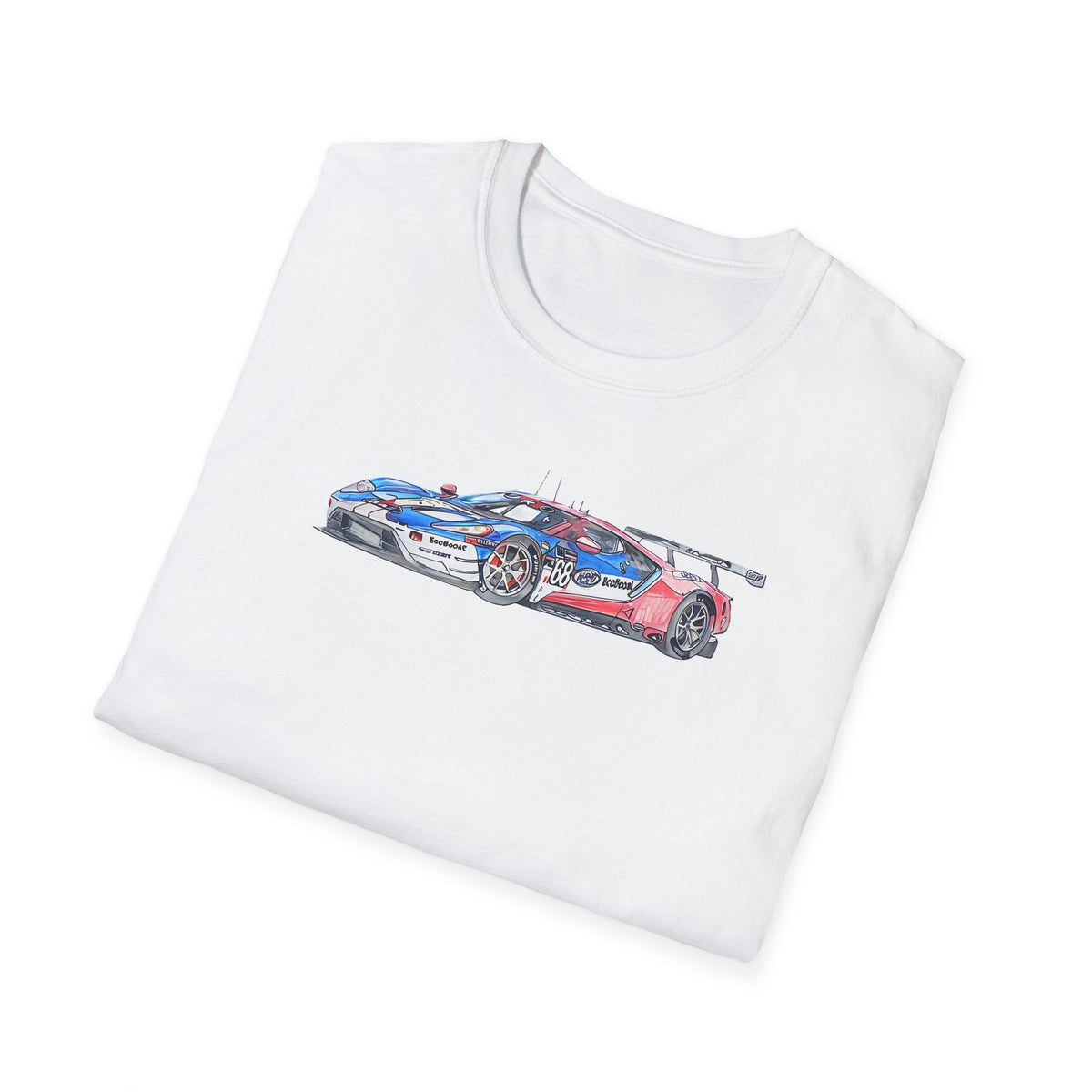 Sketch art T-Shirt - 24H of Le Mans (2019) Ford GT #68 Sebastien Bourdais - Joey Hand - Dirk Muller - Unisex-Modelcars.com-ModelCars.com
