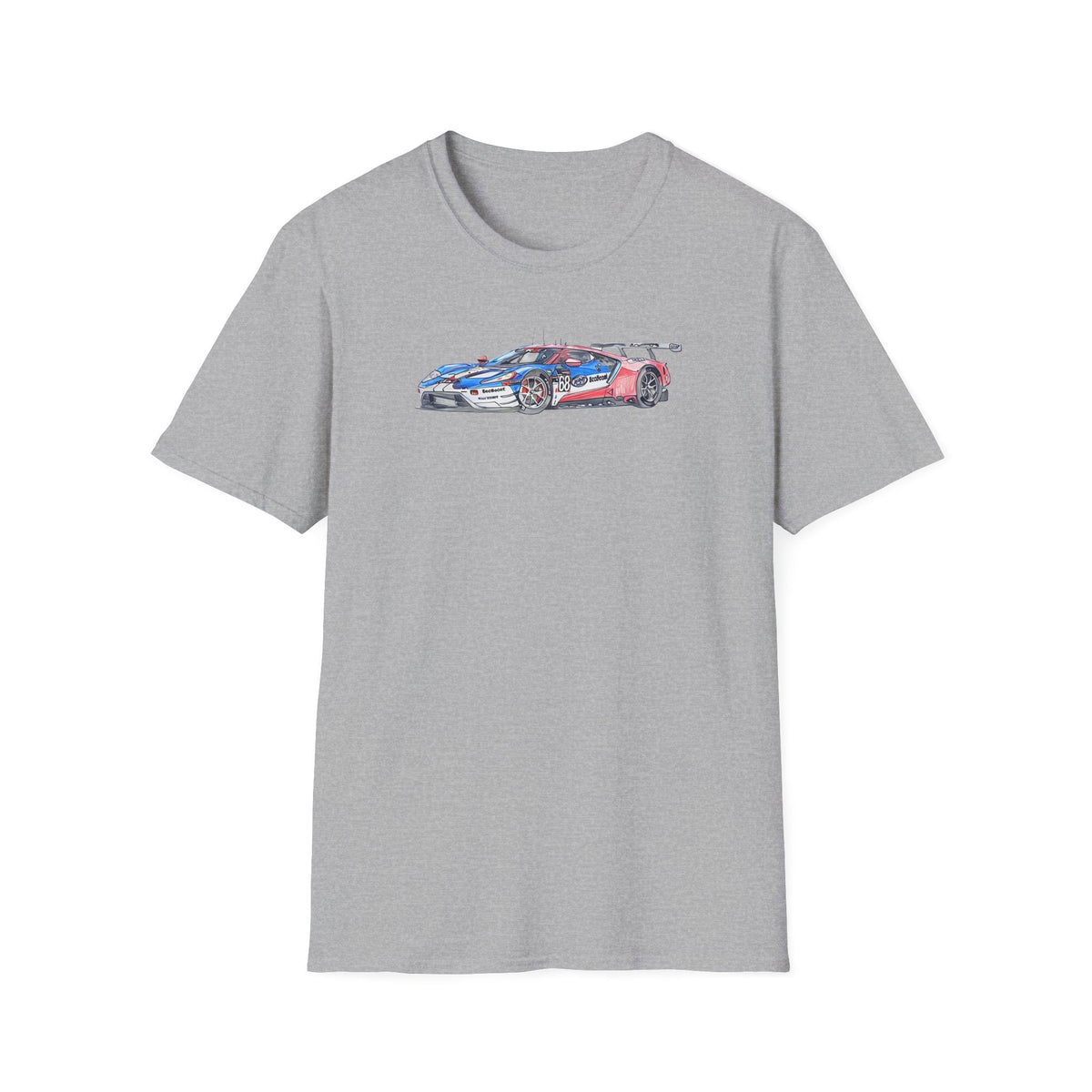 Sketch art T-Shirt - 24H of Le Mans (2019) Ford GT #68 Sebastien Bourdais - Joey Hand - Dirk Muller - Unisex-Modelcars.com-ModelCars.com