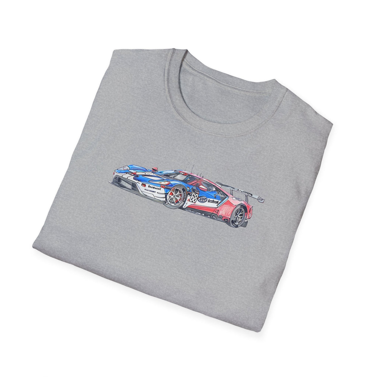 Sketch art T-Shirt - 24H of Le Mans (2019) Ford GT #68 Sebastien Bourdais - Joey Hand - Dirk Muller - Unisex-Modelcars.com-ModelCars.com
