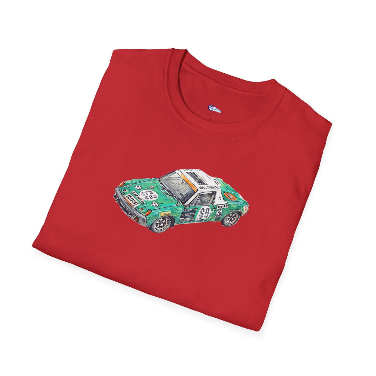 Sketch Art Vintage Porsche 914/6 #69 Gerd Quist Softstyle T-Shirt - 24 Hours of Le Mans Design-Modelcars.com-ModelCars.com