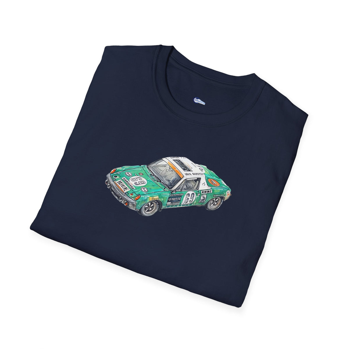 Sketch Art Vintage Porsche 914/6 #69 Gerd Quist Softstyle T-Shirt - 24 Hours of Le Mans Design-Modelcars.com-ModelCars.com