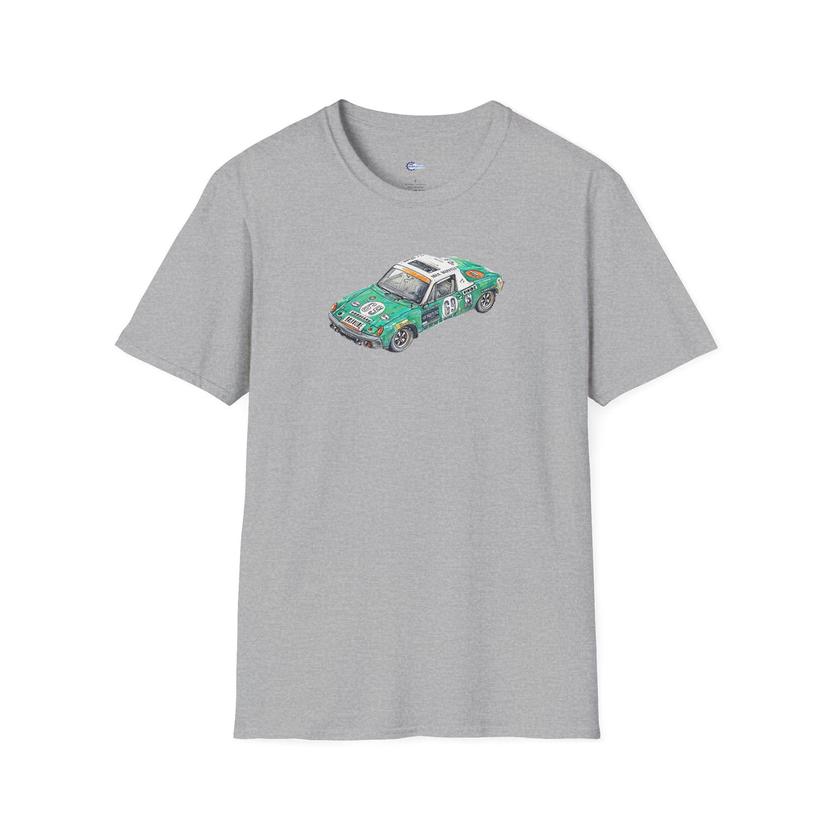 Sketch Art Vintage Porsche 914/6 #69 Gerd Quist Softstyle T-Shirt - 24 Hours of Le Mans Design-Modelcars.com-ModelCars.com