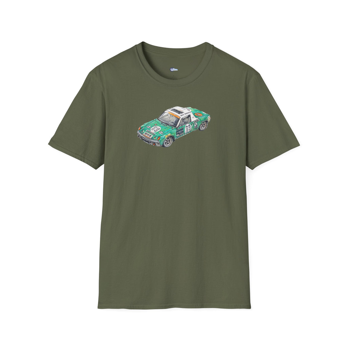 Sketch Art Vintage Porsche 914/6 #69 Gerd Quist Softstyle T-Shirt - 24 Hours of Le Mans Design-Modelcars.com-ModelCars.com