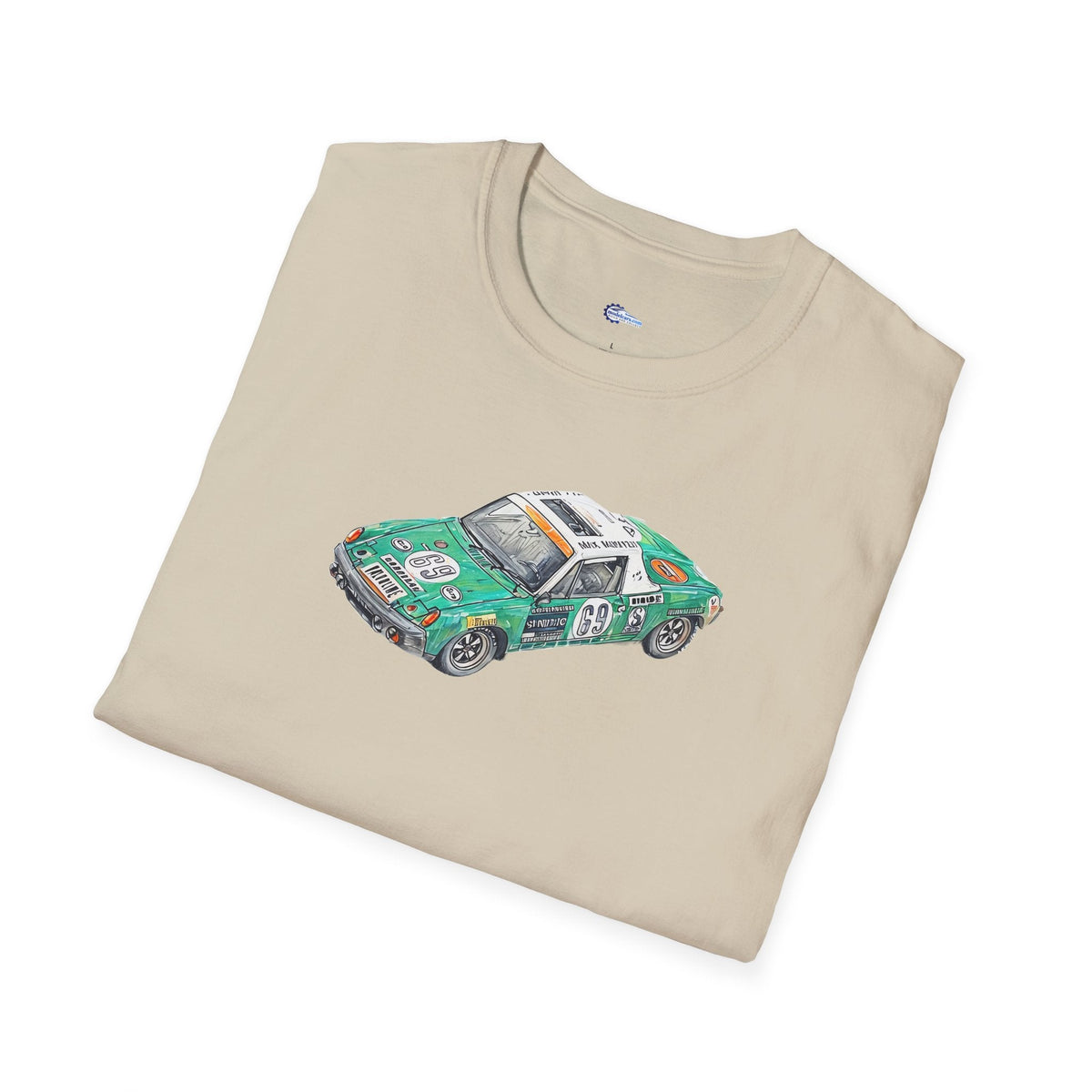 Sketch Art Vintage Porsche 914/6 #69 Gerd Quist Softstyle T-Shirt - 24 Hours of Le Mans Design-Modelcars.com-ModelCars.com