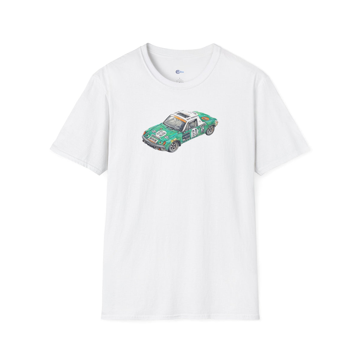 Sketch Art Vintage Porsche 914/6 #69 Gerd Quist Softstyle T-Shirt - 24 Hours of Le Mans Design-Modelcars.com-ModelCars.com