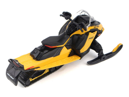 Ski-Doo MXZ Blizzard (Trail Segment) Neo Yellow and Ski-Doo MXZ 120cc (Kid's Model) Neo Yellow Set of 2 Snowmobiles 1/32 Diecast Models by BRP Models-BRP Models-ModelCars.com