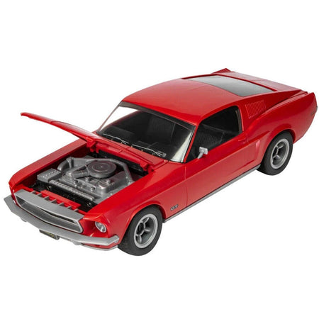 Skill 1 Model Kit 1968 Ford Mustang GT Red Snap Together Model by Airfix Quickbuild-Airfix-ModelCars.com