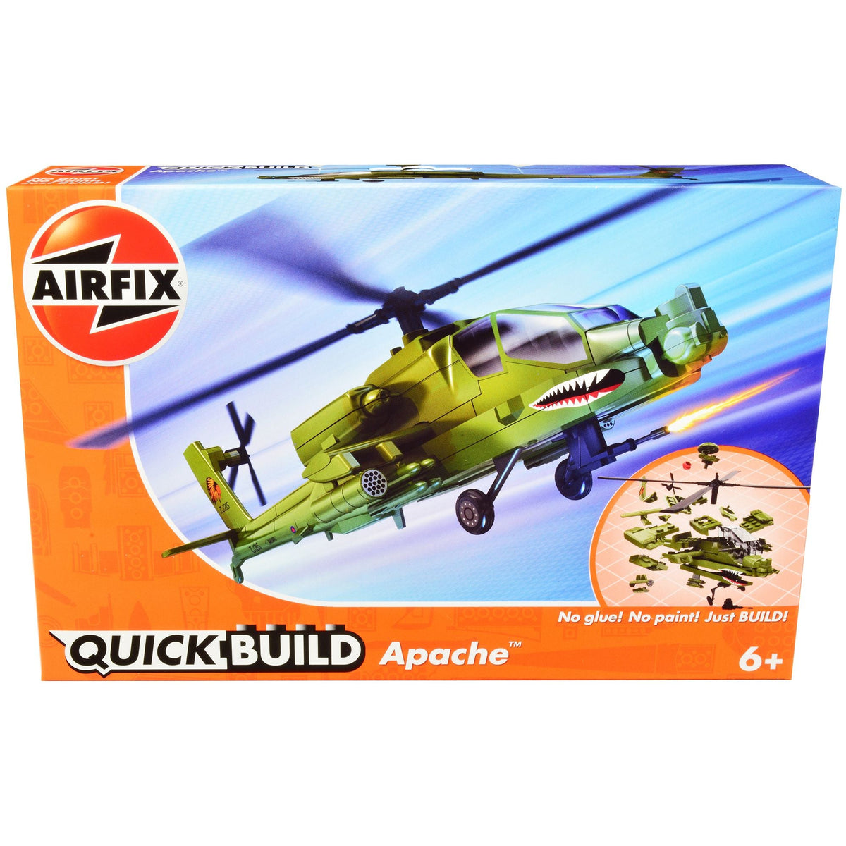 Skill 1 Model Kit Apache Snap Together Painted Plastic Model Helicopter Kit by Airfix Quickbuild-Airfix-ModelCars.com