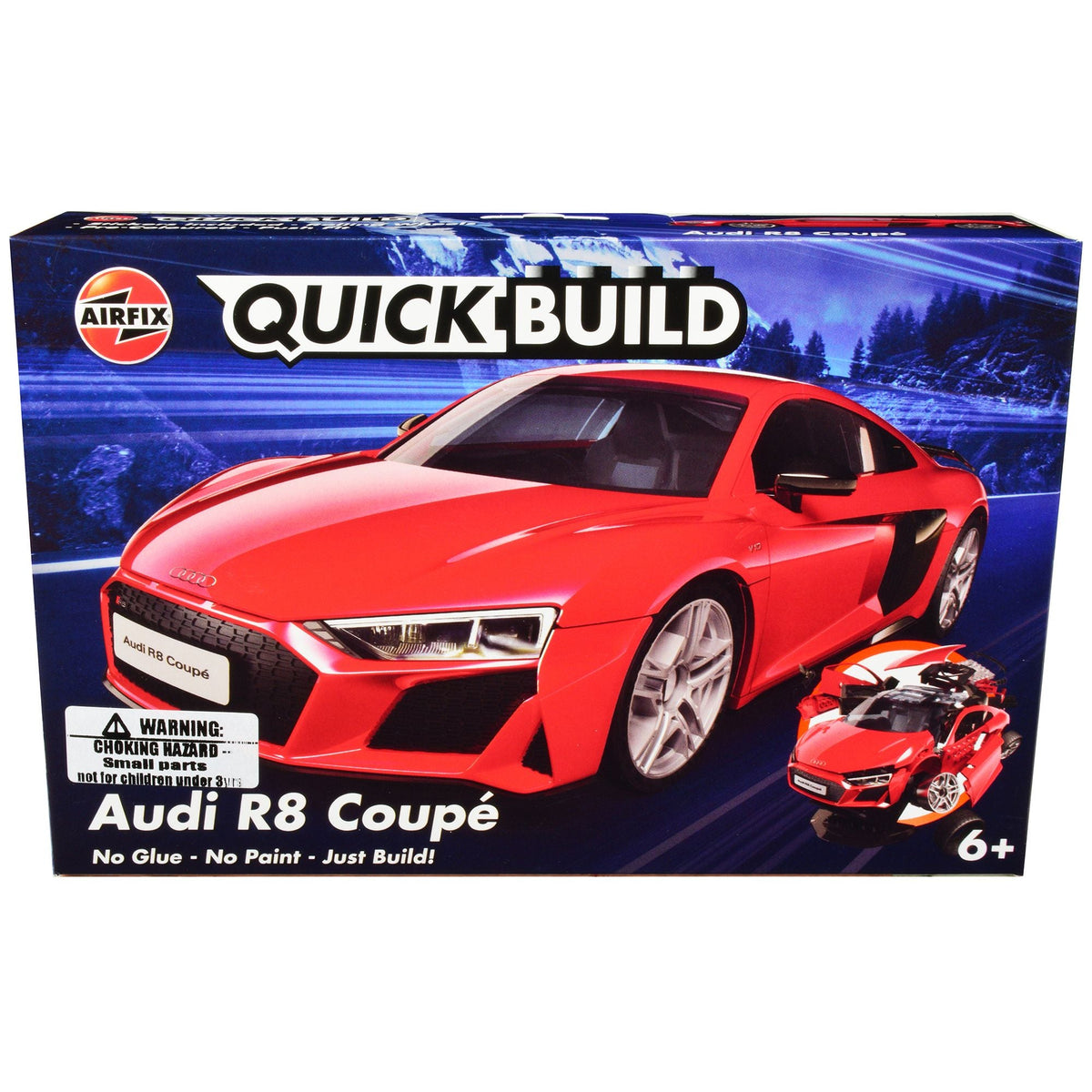 Skill 1 Model Kit Audi R8 Coupe Red Snap Together Model by Airfix Quickbuild-Airfix-ModelCars.com