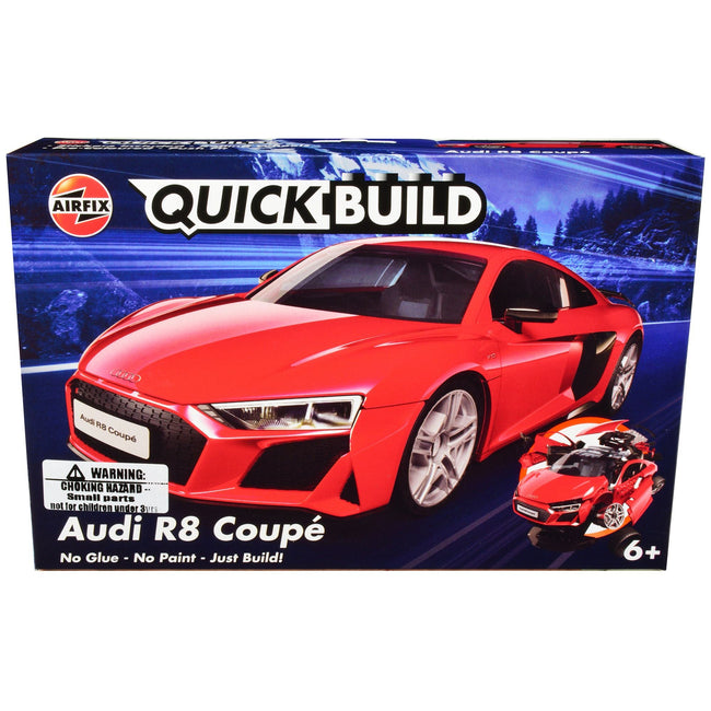 Skill 1 Model Kit Audi R8 Coupe Red Snap Together Model by Airfix Quickbuild-Airfix-ModelCars.com
