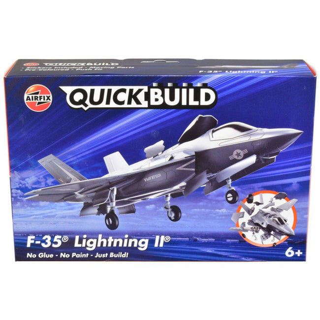 Skill 1 Model Kit F - 35 Lightning II Snap Together Painted Plastic Model Airplane Kit by Airfix Quickbuild - Airfix Quickbuild - ModelCars.com