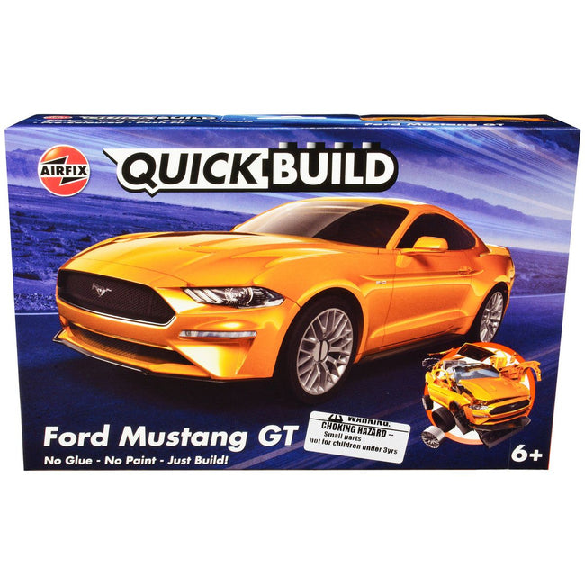 Skill 1 Model Kit Ford Mustang GT Orange Snap Together Model by Airfix Quickbuild-Airfix-ModelCars.com