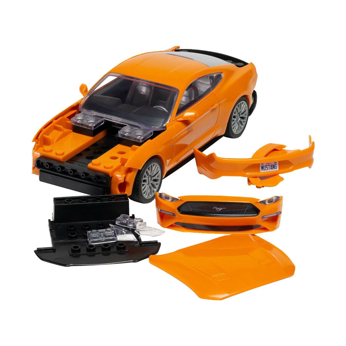 Skill 1 Model Kit Ford Mustang GT Orange Snap Together Model by Airfix Quickbuild-Airfix-ModelCars.com