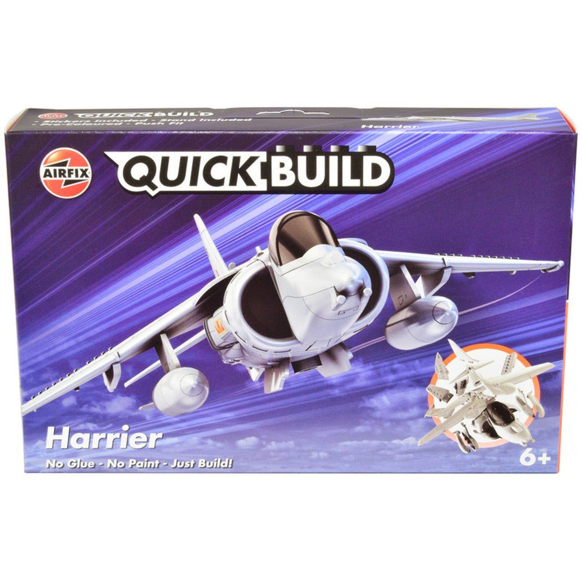 Skill 1 Model Kit Harrier Jump Jet Snap Together Painted Plastic Model Airplane Kit by Airfix Quickbuild-Airfix-ModelCars.com