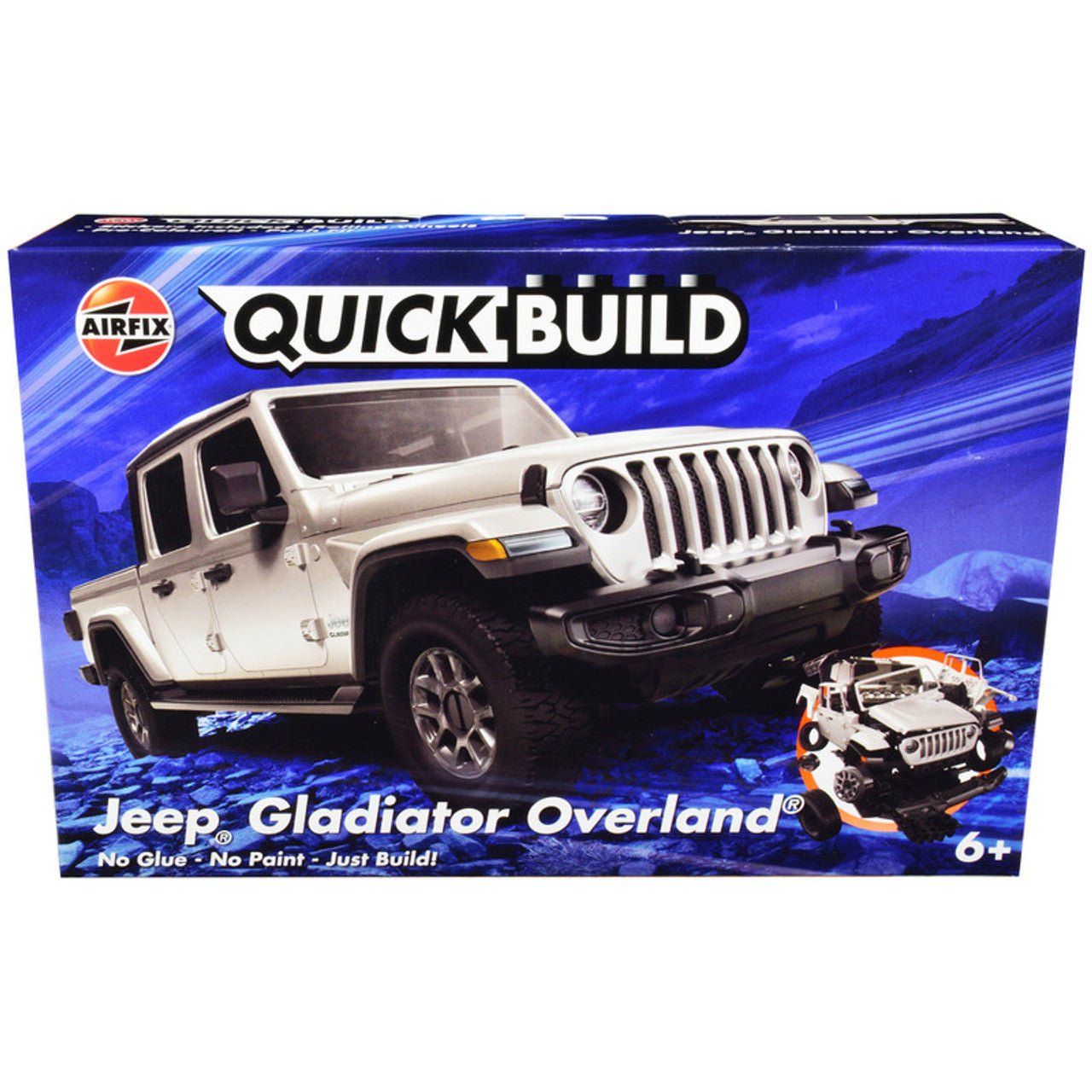 Skill 1 Model Kit Jeep Gladiator (JT) Overland Silver Snap Together Model by Airfix Quickbuild - Airfix Quickbuild - ModelCars.com