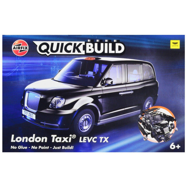 Skill 1 Model Kit London Taxi LEVC TX Black Snap Together Painted Plastic Model Car Kit by Airfix Quickbuild - Airfix Quickbuild - ModelCars.com
