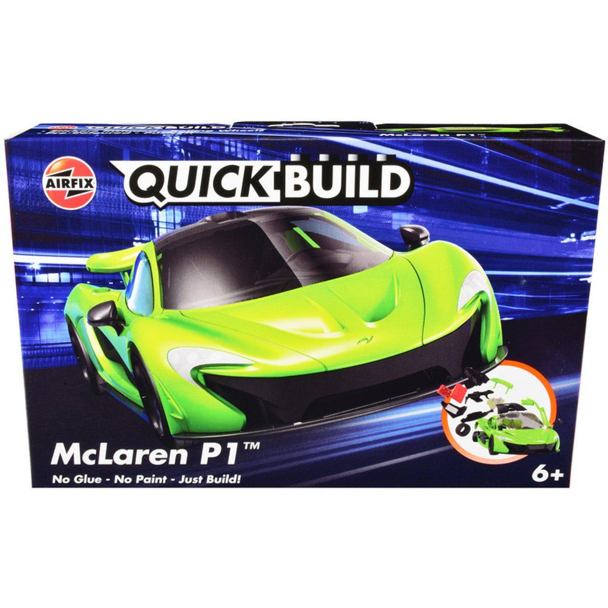 Skill 1 Model Kit Mclaren P1 Green Snap Together Model by Airfix Quickbuild-Airfix-ModelCars.com