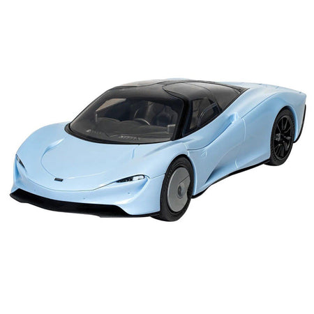 Skill 1 Model Kit McLaren Speedtail Light Blue with Black Top Snap Together Painted Plastic Model Car Kit by Airfix Quickbuild - Airfix Quickbuild - ModelCars.com
