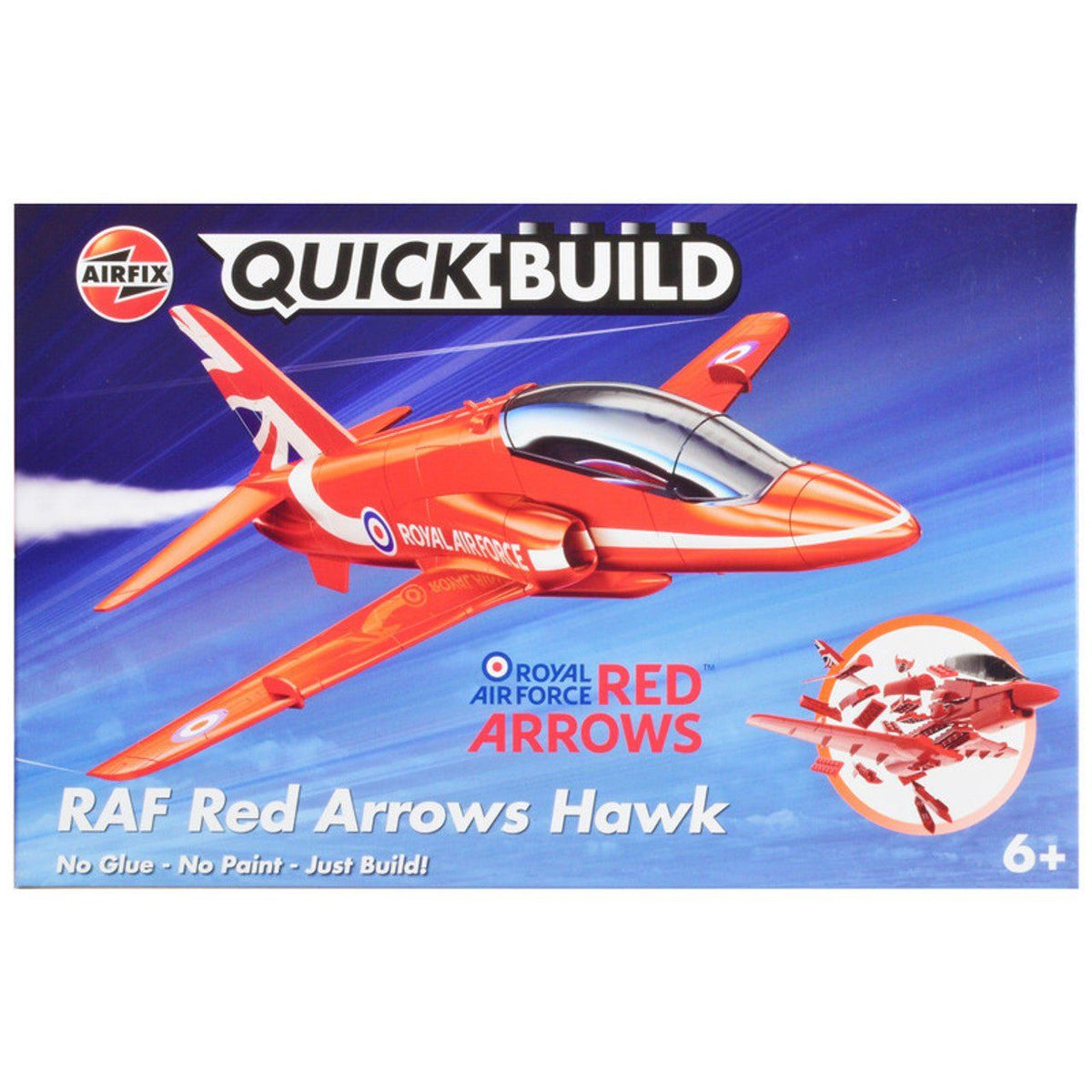 Skill 1 Model Kit Royal Air Force Red Arrows Hawk Aircraft Red Snap Together Painted Plastic Model Airplane Kit by Airfix Quickbuild-Airfix-ModelCars.com