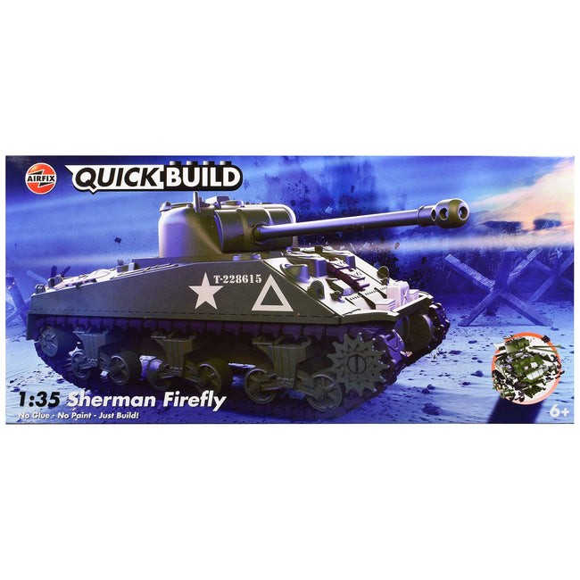 Skill 1 Model Kit Sherman Firefly Tank "British Army" Snap Together Painted Plastic Model Tank Kit 1/35 Scale by Airfix Quickbuild-Airfix-ModelCars.com