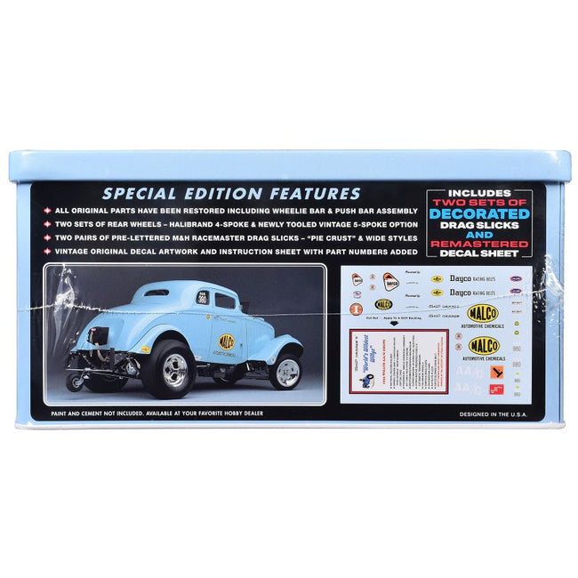 Skill 2 Model Kit 1933 Willys Gasser "Ohio George" with Collectible Tin Packaging 1/25 Scale Model by AMT-AMT-ModelCars.com