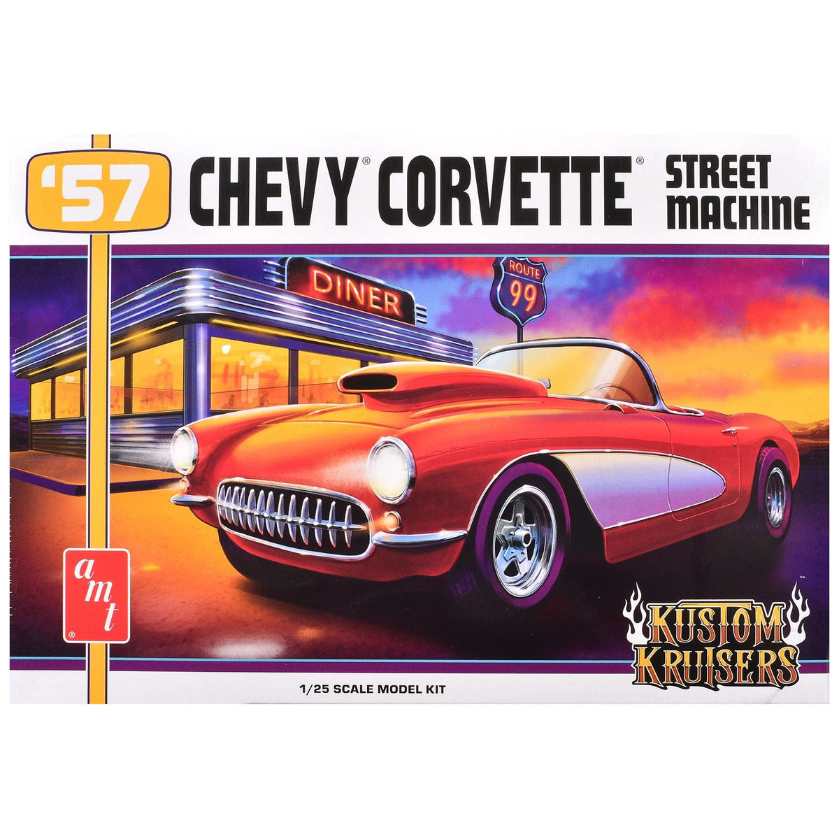 Skill 2 Model Kit 1957 Chevrolet Corvette Street Machine "Kustom Kruisers" Series 1/25 Scale Model by AMT-AMT-ModelCars.com