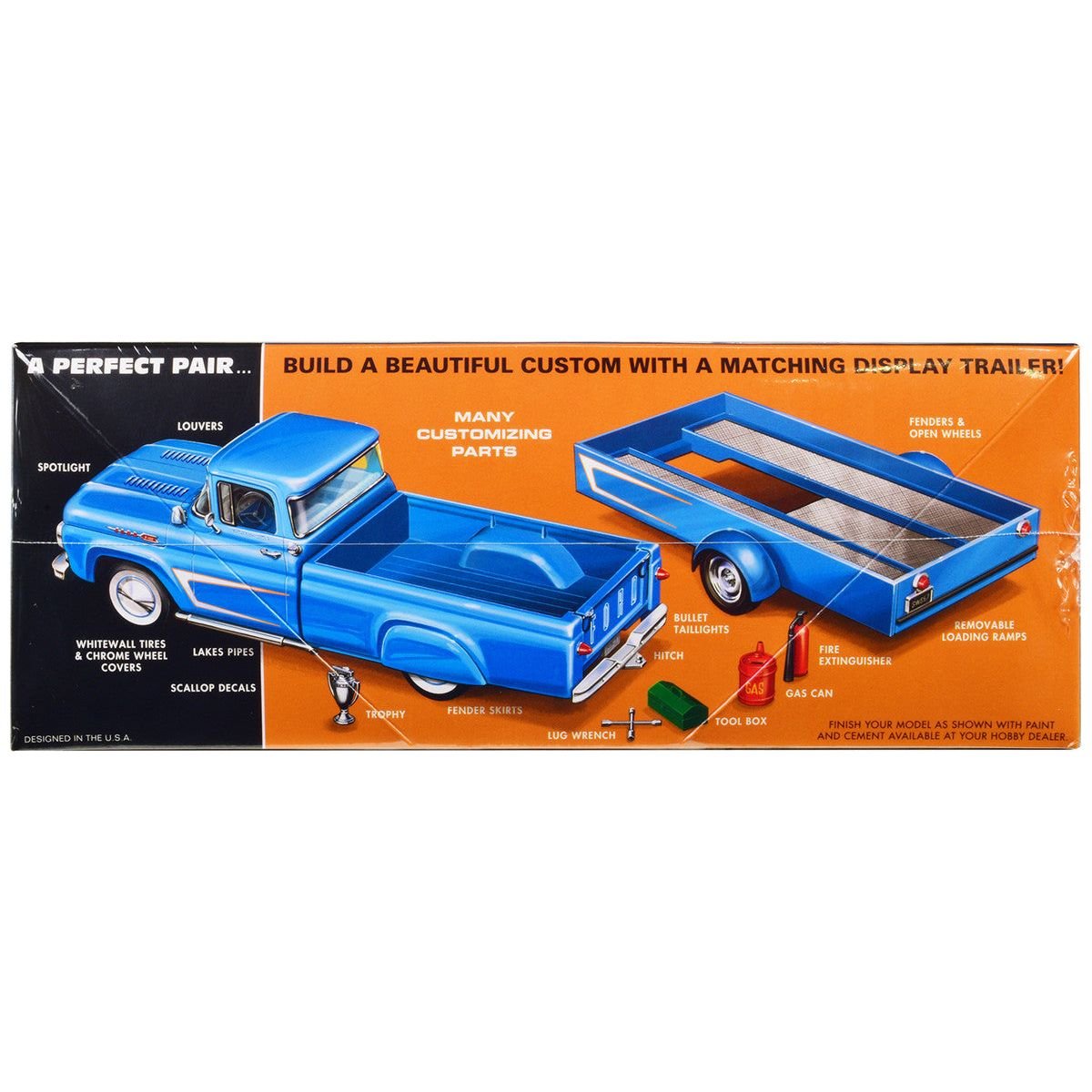 Skill 2 Model Kit 1960 Ford F - 100 Pickup Truck with Trailer 3 - in - 1 Kit 1/25 Scale Model by AMT - AMT - ModelCars.com