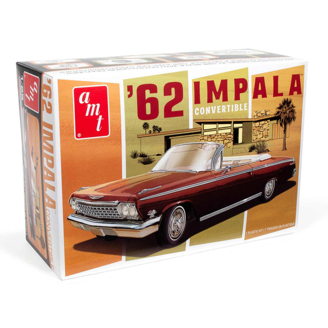 Skill 2 Model Kit 1962 Chevrolet Impala Convertible 1/25 Scale Model by AMT-AMT-ModelCars.com