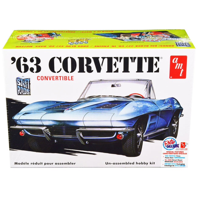 Skill 2 Model Kit 1963 Chevrolet Corvette Convertible 3-in-1 Kit 1/25 Scale Model by AMT-AMT-ModelCars.com