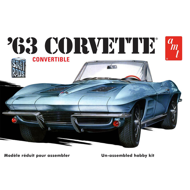Skill 2 Model Kit 1963 Chevrolet Corvette Convertible 3-in-1 Kit 1/25 Scale Model by AMT-AMT-ModelCars.com