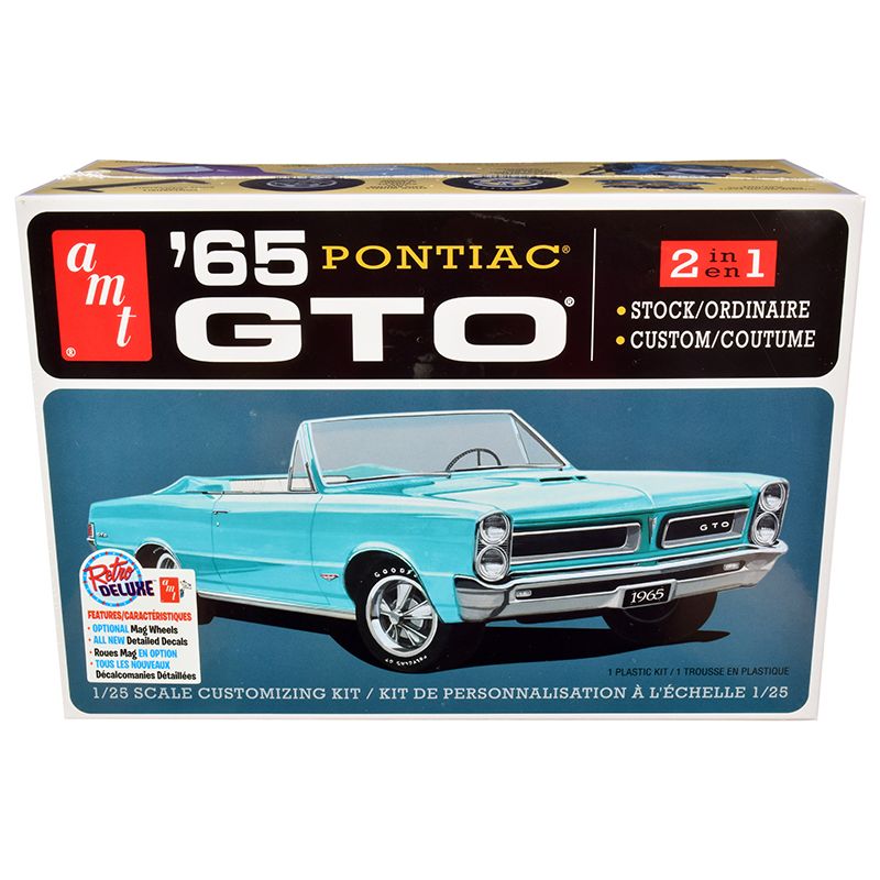Skill 2 Model Kit 1965 Pontiac GTO 2-in-1 Kit 1/25 Scale Model by AMT-AMT-ModelCars.com