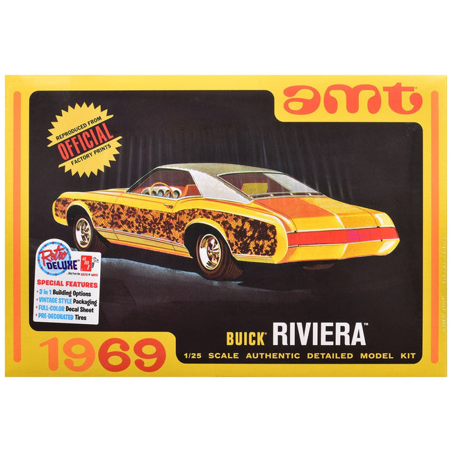 Skill 2 Model Kit 1969 Buick Riviera 1/25 Scale Model by AMT-AMT-ModelCars.com