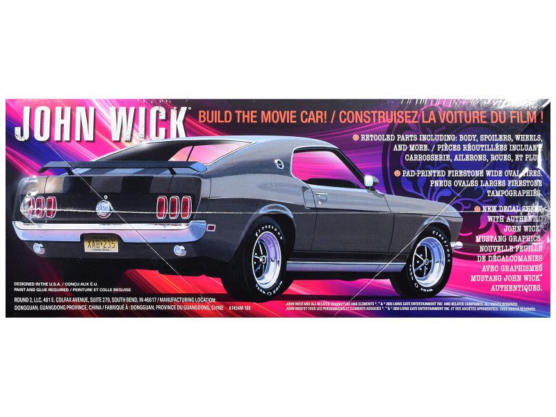 Skill 2 Model Kit 1969 Ford Mustang "John Wick" (2014) Movie 1/25 Plastic Model by AMT-AMT-ModelCars.com