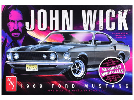 Skill 2 Model Kit 1969 Ford Mustang "John Wick" (2014) Movie 1/25 Plastic Model by AMT-AMT-ModelCars.com